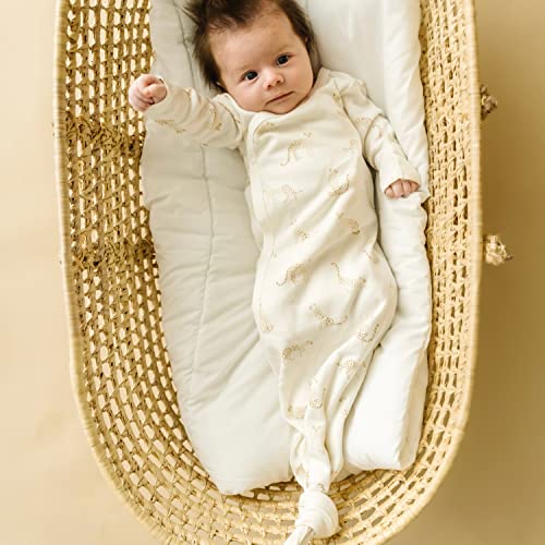  MakeMake Organics GOTS Organic Cotton Kimono Knotted Blanket Tie Wearable Blanket Sleep Sack Baby Swaddle Hat Set Layette Mitten Boys Girls (Wildcat, Newborn)