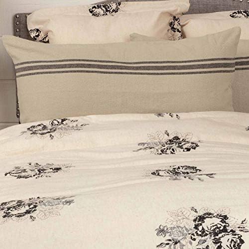  Mill House Stripe Black Queen Coverlet Bedspread, 94" L X 94" W, Oversized Woven Blanket, Farmhouse Primitive Grain Sack Stripe Bedding, Beige & Black