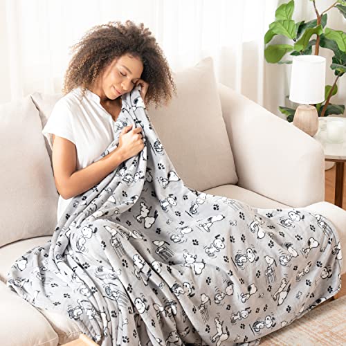 VelvetLoft® Peanuts® Snoopy Cute Character Plush Throw Blanket,Peanuts Poses And Paws,Throw 55 X 70 Inches (Official Peanuts® Product)