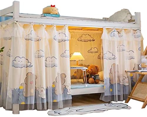  Qubanda Dorm Home Bunk Nets Bed Curtains Cloth Bed Canopy Blackout Students Curtain Shading Nets Breathable Dustproof Single Sleeper
