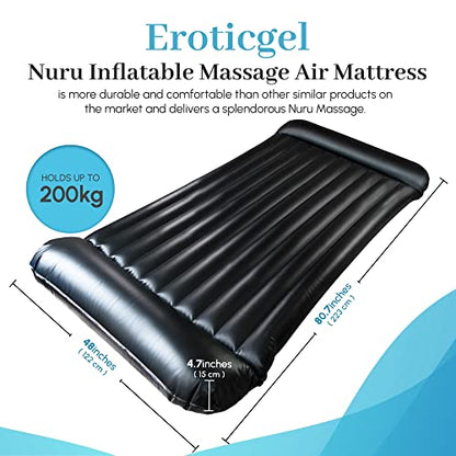  Inflatable Massage Air Mattress | Black Durable PVC Waterproof | 88in X 48in X6in (223 X 122 X 15cm)