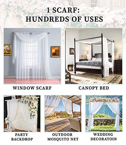  Set Of 2 White & White Canopy Bed Curtains In 55 X 104 Inch Size. 2 Twin Bed Canopy Curtains Can Be Turned Into Kids Bed Tent Or Bed Canopy For Girls. BE White & White 104"