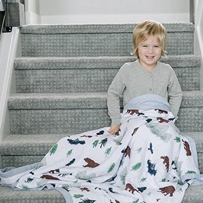  SARANONI Soft 4-Layer Bamboo Muslin Quilt Toddler Blanket, 47" X 47" Bamboo + Cotton Blanket (by Hope Wild Wood)