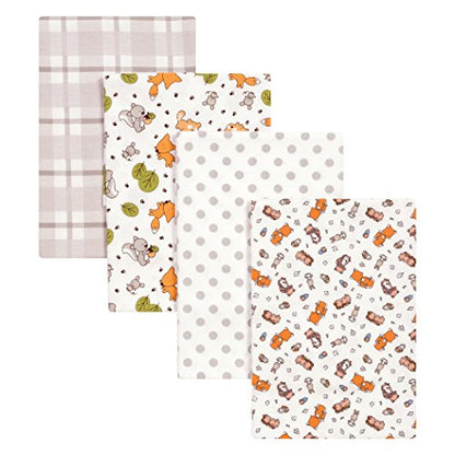  Bear 4 Pack Flannel Blankets, Grey