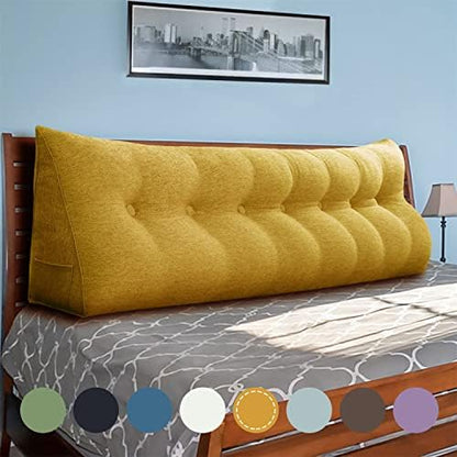  WOWMAX Large Bolster Triangular Headboard Pillow Twin Dorm Headboard Twin XL Bed Wedge Pillow For Headboard Bolster Pillow For Bed With Removable Cover, Gray Polyester Linen Blend Twin