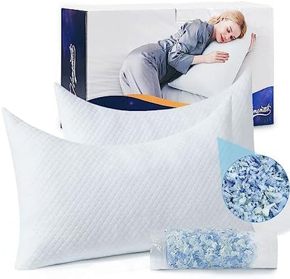  HomeMate Side Sleeper Pillow For Neck And Shoulder Pain Relief - Bed Pillows For Sleeping 19" X 26" Set Of 2 Adjustable Soft White Memory Foam Pillow Curved Bed Pillow With Removable Washable Cover