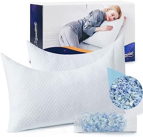  HomeMate Side Sleeper Pillow For Neck And Shoulder Pain Relief - Bed Pillows For Sleeping 19" X 26" Set Of 2 Adjustable Soft White Memory Foam Pillow Curved Bed Pillow With Removable Washable Cover