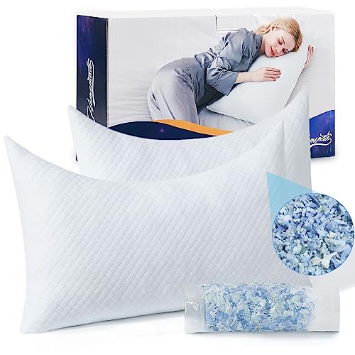  HomeMate Side Sleeper Pillow For Neck And Shoulder Pain Relief - Bed Pillows For Sleeping 19" X 26" Set Of 2 Adjustable Soft White Memory Foam Pillow Curved Bed Pillow With Removable Washable Cover