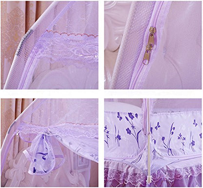 CdyBox Princess Mosquito Net Bed Tent Canopy Curtains Netting With Stand Fits Twin Full Queen (Purple, Full/Queen)
