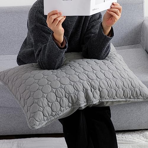  BOSOWOS Pillow Shams Standard Size Set Of 2, Ultra Soft Breathable Quilted Pillow Cases 20 X 26 Inches For Sleeping, Grey Big Round Standard 2Pack