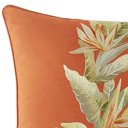 Tommy Bahama Row Pillow Soft Cotton Bedding, Stylish Tropical Home Decor, 20 In X 20 In, Birds Of Paradise Orange