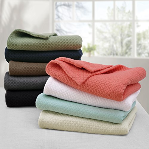  SUPERIOR Oversized Premium Bedspread Set, Diamond Solitaire Jacquard Design, Breathable Cotton, Soft, Breathable, All-Season, Matching Pillow Shams, Lightweight And Cozy Bedding, Queen, White
