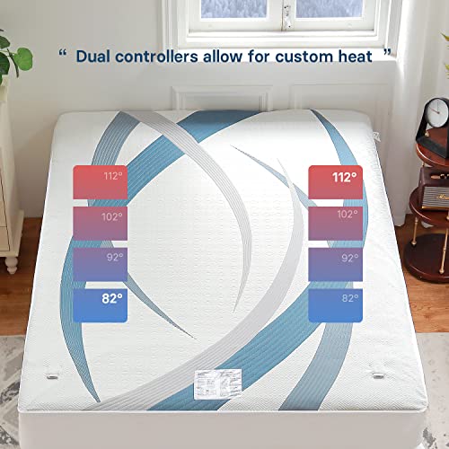  Otcozy Heated Mattress Pad Queen Size Dual Control - Electric Mattress Pad Fit Up To 15‘’with 4 Heat Seatings & 10 Hour Auto Off ETL Certified Machine Washable