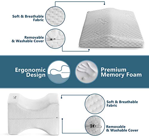  ComfiLife Knee Pillow & Lumbar Pillow For Sleeping Bundle – Ultimate Bundle For Back Pain Relief And Comfortable Sleep – 100% Memory Foam