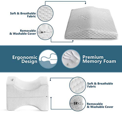  ComfiLife Knee Pillow & Lumbar Pillow For Sleeping Bundle – Ultimate Bundle For Back Pain Relief And Comfortable Sleep – 100% Memory Foam