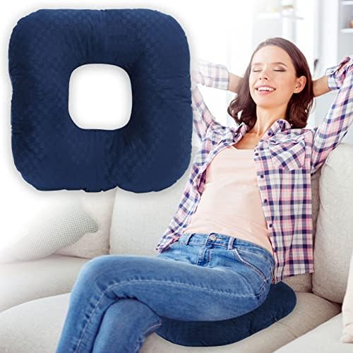  Vinban Stuffed Donut Pillow Seat Cushion | For Tailbone And Coccyx Pain, Hemorrhoids, Bed Sores, Pregnancy, Prostate, Surgery Recovery, Sitting Pressure Relief, For Home, Office And Car (Dark Blue)