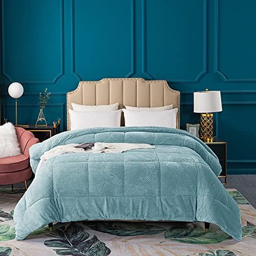  Luxury Plush Sherpa Comforter, Ultra Soft Cozy Reversible Fleece - Goose Down Alternative Fill, Machine Washable Bedding, Excalibur Grey, Twin/Twin XL Size