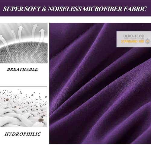  ELNIDO QUEEN 3 Pieces Comforter Set (Full, Purple & Grey) - 1 Reversible Down Alternative Comforter With 2 Pillow Shams - Soft Lightweight Duvet Insert | 82x86 Inch