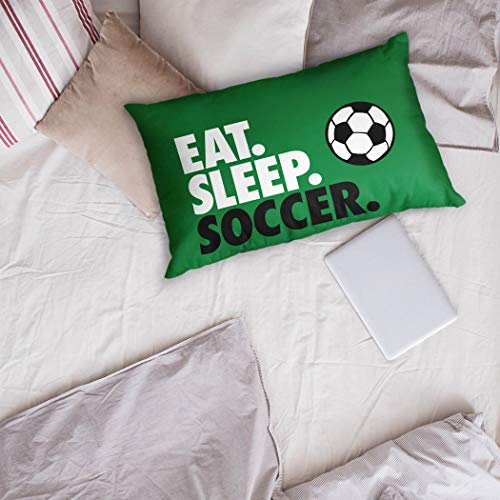  Eat. Sleep. Soccer. Pillowcase | Soccer Pillowcase Home Decor | Green