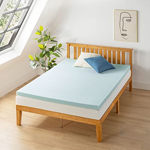  Best Price Mattress 2.5 Inch Ventilated Memory Foam Mattress Topper, Cooling Gel Infusion, CertiPUR-US Certified, Twin XL,Blue