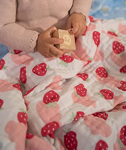  BambooCart Baby Muslin Quilt Comforter Toddler Cotton 47"x 47" Swaddle Blanket (Strawberry)