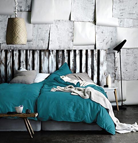  Washed Cotton Chambray Duvet Cover Solid Color Casual Modern Style Bedding Set Relaxed Soft Feel Natural Wrinkled Look (Queen, Charcoal)