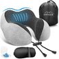  OYRGCIK Travel Pillow, 100% Pure Memory Foam Neck Pillow, Soft & Breathable Cotton Cover, Machine Washable Airplane Travel Kit U Shaped Pillow With 3D Contoured Eye Mask, Earplugs, & Travel Bag, Gray
