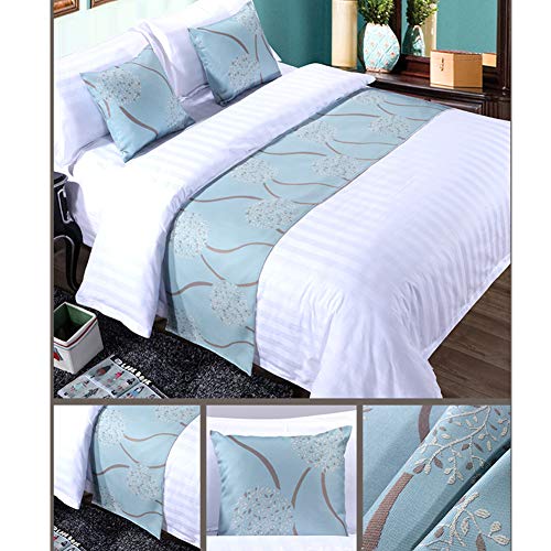  Twelve Set Of 1 Bed Scarf 2 Pillowcase, Rippling Bed Runner Bedding Scarves Guesthouse Hotel Home Decor 50x180cm