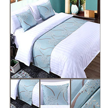  Twelve Set Of 1 Bed Scarf 2 Pillowcase, Rippling Bed Runner Bedding Scarves Guesthouse Hotel Home Decor 50x180cm