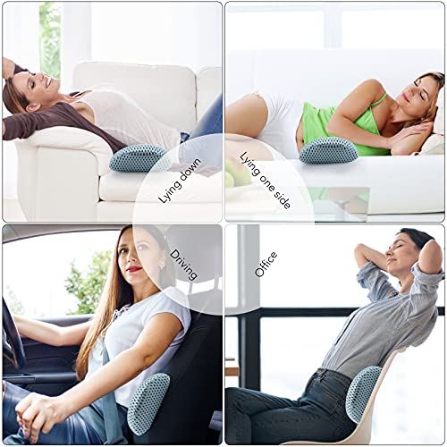  Sotvacmit Lumbar Pillow For Sleeping, Lumbar Support Pillow For Memory Foam Lumbar Pillow For Low Back Pain Relief, Back Pillow Suitable For Office Chairs, Lounge Chairs And Car Seats (Blue)