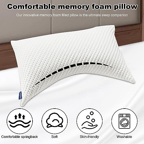  Lomenmon Side Sleeper Pillow For Neck And Shoulder Pain, Adjustable Soft And Firm Shredded Memory Foam Pillows, Ergonomic Pillow With Washable And Removable Pillow