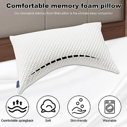  Lomenmon Side Sleeper Pillow For Neck And Shoulder Pain, Adjustable Soft And Firm Shredded Memory Foam Pillows, Ergonomic Pillow With Washable And Removable Pillow