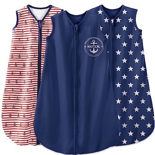  Yoofoss Baby Sleep Sack 0-6 Months Baby Wearable Blanket 100% Cotton 2-Way Zipper TOG 0.5 Toddler Sleeping Sack 3 Pack, Comfy Soft Lightweight Sleep Sacks For Babies(Small)
