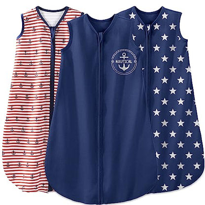  Yoofoss Baby Sleep Sack 0-6 Months Baby Wearable Blanket 100% Cotton 2-Way Zipper TOG 0.5 Toddler Sleeping Sack 3 Pack, Comfy Soft Lightweight Sleep Sacks For Babies(Small)