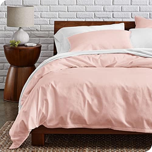  Bare Home 100% Organic Cotton Twin/Twin Extra Long Duvet Cover Set - Crisp Percale Weave - Lightweight & Breathable - Cooling Duvet Cover Set (Twin/Twin XL, Grey)