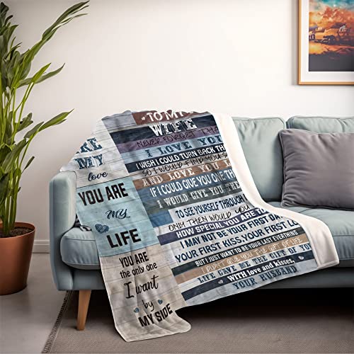  Mothers Day Birthday Gifts For Wife From Husband,Wife Birthday Gift Ideas,Mother Day Wedding Anniversary Birthday Romantic Gifts For Her,Wife Blanket 60X50
