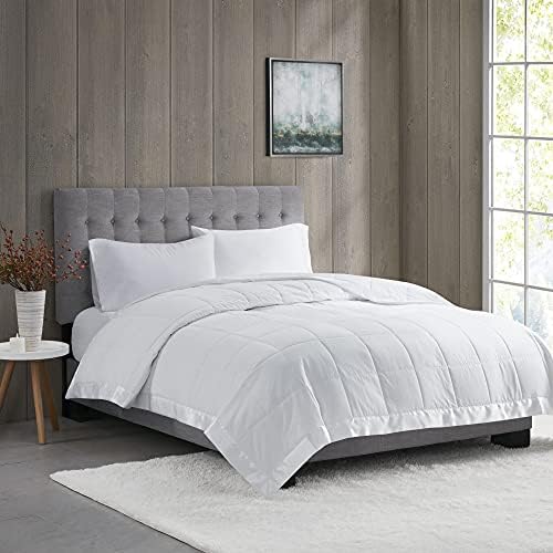 Madison Park Windom Down Alternative Blanket, Premium 3M Scotchgard Moisture Wicking Treatment, Lightweight And Soft Bed Cover For Summer, Diamond Cream Full/Queen