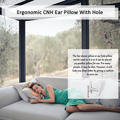  Hshbxd Ear Piercing Pillow, Donut Pillow For Ear Pain ＆CNH, Ear Pillow With Holes For Side Sleepers, Ear Inflammation Relief (Yellow)