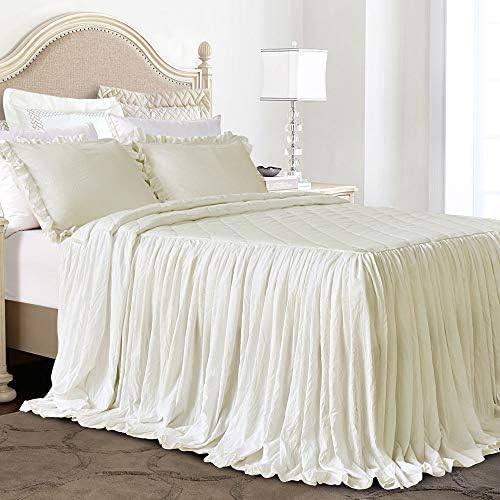  Ueen's House Ruffle Skirt Bedspread French Country Bedspread White King Size 3 Piece Set