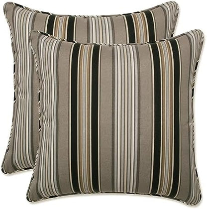  Pillow Perfect Stripe Outdoor Throw Accent Pillow, Plush Fill, Weather, And Fade Resistant, Small Lumbar - 11.5" X 18.5", Blue/Green Topanga, 2 Count
