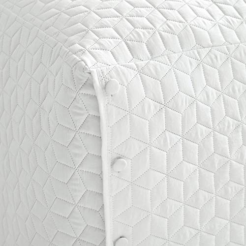  French Country Geo Ruffle Bedding, 3-Piece Bedspread Set (King, White)