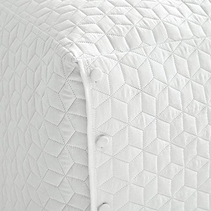  French Country Geo Ruffle Bedding, 3-Piece Bedspread Set (King, White)