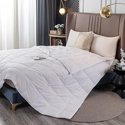  Confibona Lightweight 90% White Down Comforter/Blanket,Cooling Duvet Insert For Summer/Warm Weather,Soft Noiseless Shell,Machine Washable, Twin/Twin XL Size,Light Brown