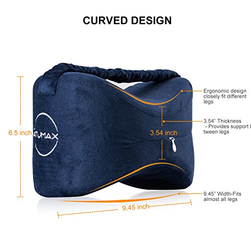  NATUMAX Knee Pillow For Side Sleepers - Sciatica Pain Relief - Back Pain, Leg Pain, Pregnancy, Hip And Joint Pain Memory Foam Leg Pillow + Free Sleep Mask And Ear Plugs