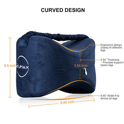 NATUMAX Knee Pillow For Side Sleepers - Sciatica Pain Relief - Back Pain, Leg Pain, Pregnancy, Hip And Joint Pain Memory Foam Leg Pillow + Free Sleep Mask And Ear Plugs