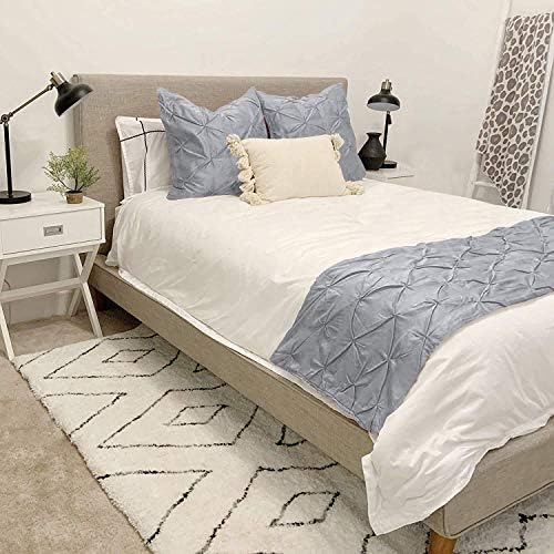  Bed Runner 100% Cotton 800 Thread Count 1 Piece Pinch Pleated Bed Runner, Decorative Bed Scarf, 1 Pinch Pleated Bed Runner (Cal King Size, Light Gray)
