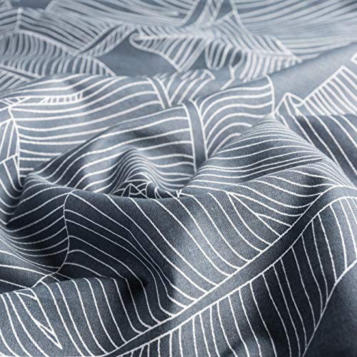  SUSYBAO Gray Botanical Duvet Cover King 100% Cotton Tropical Plant Duvet Cover 3 Pieces Set 1 Banana Leaves Patterned Duvet Cover With Zipper Ties 2 Pillowcases Luxury Soft Grey Leaf Bedding Set