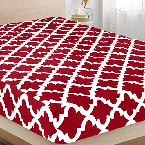  Quilted Fitted Mattress Pad (Queen) - Elastic Fitted Mattress Protector - Mattress Cover Stretches Up To 16 Inches Deep - Machine Washable Mattress Topper