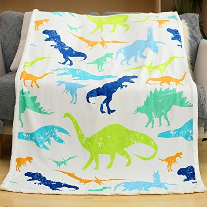  Dinosaur Throw Blanket, Dino Plush Fleece Kids Blanket Soft Cozy Cartoon Blankets With Jurassic Dinosaurs For Boys Gift For Kids Adults (Dinosaur 1, 50" X 60")