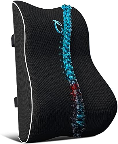  Lumbar Support Pillow For Office Chair, Memory Foam Back Cushion With Updated 3D Mesh Cover, Car Seat Back Pillows For Back Pain Relief, Ideal Back Pillow For Computer/Desk Chair, Car Seat, Etc.